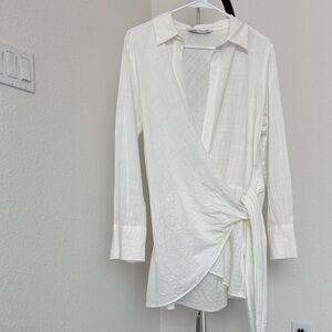 Zara Elegant White Wrap Blouse